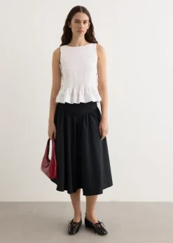 Cotton Poplin Smock Tie String Top