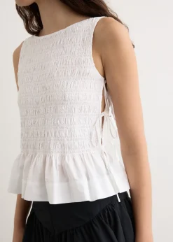 Cotton Poplin Smock Tie String Top