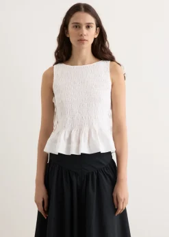 Cotton Poplin Smock Tie String Top