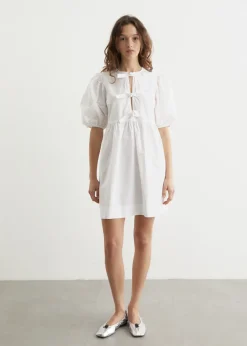 Cotton Poplin Tie String Mini Dress