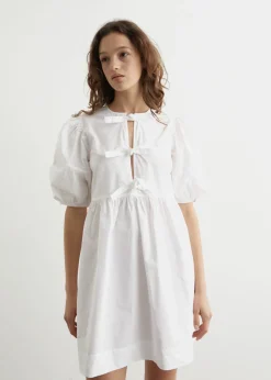 Cotton Poplin Tie String Mini Dress