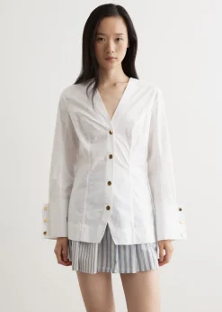 Cotton Poplin V-Neck Shirt