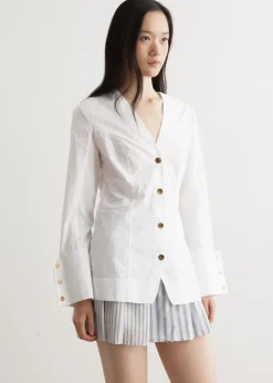 Cotton Poplin V-Neck Shirt