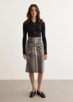 Cotton Tweed Midi Skirt