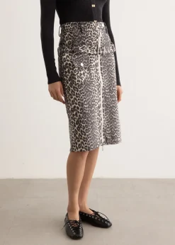 Cotton Tweed Midi Skirt