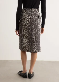 Cotton Tweed Midi Skirt
