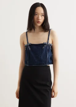 Crinkled Future Denim Strap Top