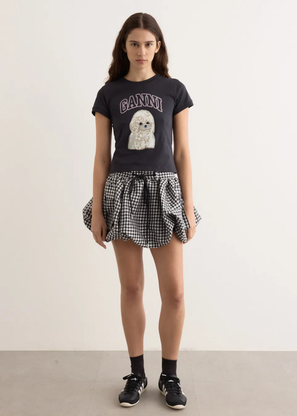 Crinkled Taffeta Check Mini Bubble Skirt