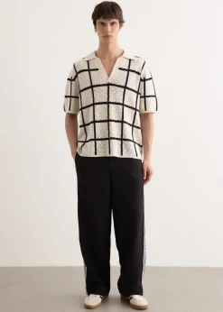 Crochet Check Open Placket Polo