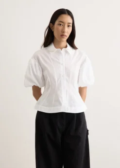 Cropped Ruffle Puff Sleeve Shirt