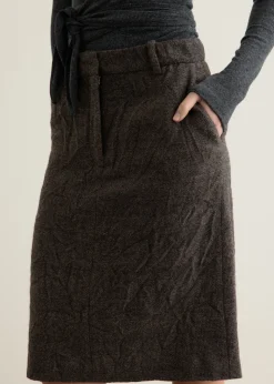 Crumpled Wool H-Line Skirt