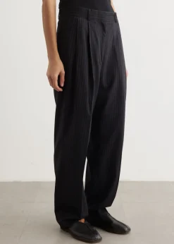 Double-Pleated Tailored Pinstripe Trousers