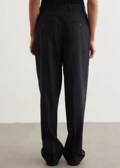 Double-Pleated Tailored Pinstripe Trousers