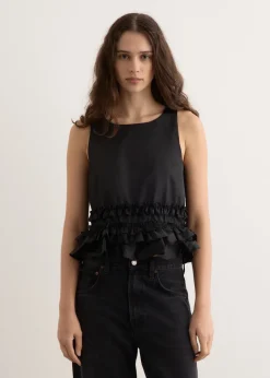 Duchesse Nylon Open Back Frill Top