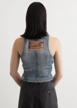 Elaia Denim Trompe L'Oeil Top
