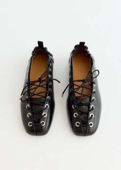 Eyelets Lace Up Ballerinas