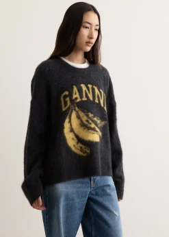 Fine Brushed Alpaca Banana Oversized O-neck Jumper