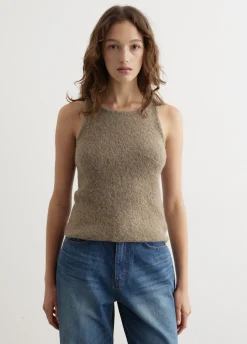 Fluffy Sleeveless Knit Top