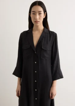 Fluid Cupro Maxi Shirt Dress
