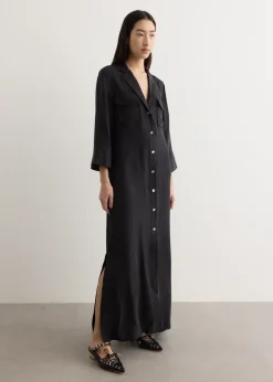 Fluid Cupro Maxi Shirt Dress