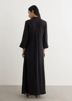 Fluid Cupro Maxi Shirt Dress