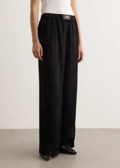 Fluid Satin Jacquard Elasticated Pants