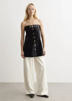 Foil Denim Corsage Top