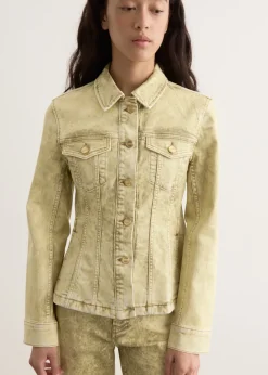 Foil Overdyed Denim Fitted Blazer