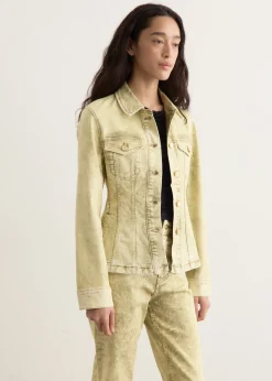 Foil Overdyed Denim Fitted Blazer