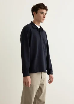 Fraser Relaxed Organic Loopback Long Sleeve Polo