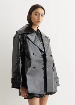 Future Coated Double Breasted Midi Jacket
