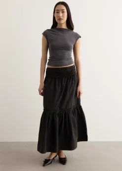 Garment Dyed Cotton Smock Maxi Skirt