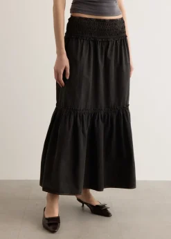 Garment Dyed Cotton Smock Maxi Skirt