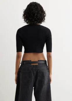 Giza High Gauge Rib Knit Short Cardigan