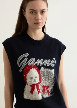 Graphic Wool Mix Oversized Vest