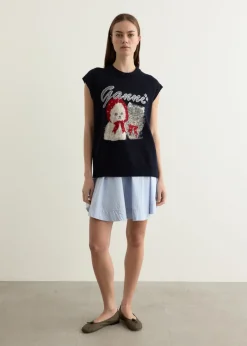 Graphic Wool Mix Oversized Vest