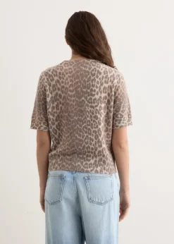 Graphic Wool Mix Printed Leopard T-Shirt