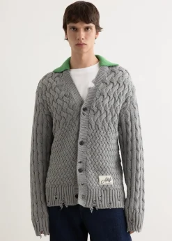 Green Collar V-Neck Cardigan