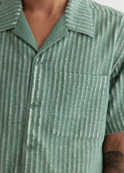 Hand-Frayed Stripe Short Sleeve Shirt