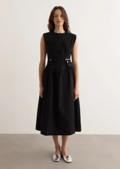 Heavy Cotton Tailoring Corset Midi Dress