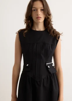 Heavy Cotton Tailoring Corset Midi Dress