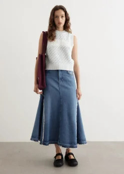 Heavy Denim Midi Skirt