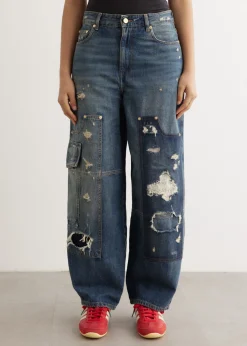 Heavy Washed Denim Carpenter Jeans