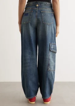 Heavy Washed Denim Carpenter Jeans