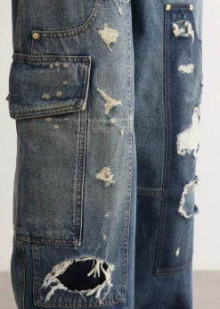 Heavy Washed Denim Carpenter Jeans