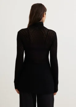 High-Neck Crochet Knit