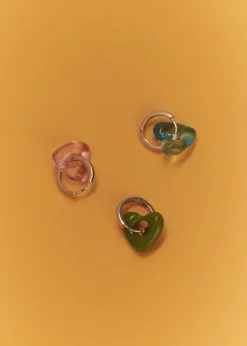 Hoop And Resin Heart Earring