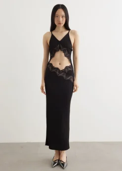 Lace Insert Halter Dress