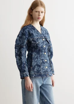 Lazer Denim Shaped Sleeve Blazer