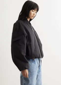Light Twill Oversized Short Bomber Jacket